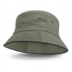 Wide Brim Hats - Bondi Bucket Hat - Black Sandwich Trim