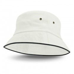 Wide Brim Hats - Bondi Bucket Hat - Black Sandwich Trim
