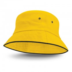 Wide Brim Hats - Bondi Bucket Hat - Black Sandwich Trim