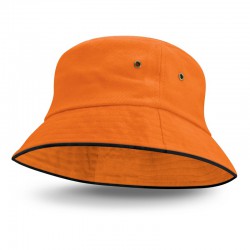 Wide Brim Hats - Bondi Bucket Hat - Black Sandwich Trim
