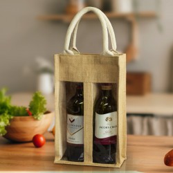 Wine Holders & Carriers - Serena Jute Double Wine Carrier