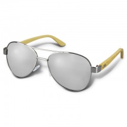 Sunglasses - Aviator Mirror Lens Sunglasses - Bamboo