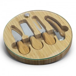 Cheese Sets - Glass & Bamboo Cheese Board