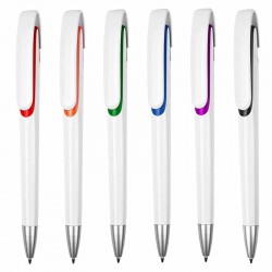 Plastic Promotional Pens - Tahlia White Plastic Pen