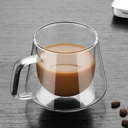 Reusable Coffee Cups - Glass - Diamond Glass Coffee Cup 230ml