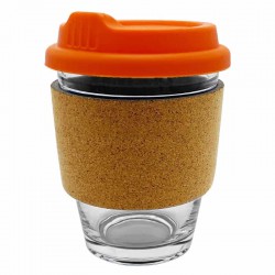 Reusable Coffee Cups - Glass - Carlo Glass Coffee Cup - Cork Band 340ml