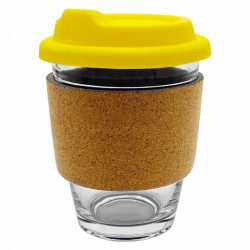 Reusable Coffee Cups - Glass - Carlo Glass Coffee Cup - Cork Band 340ml
