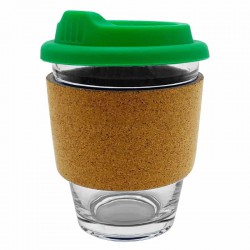 Reusable Coffee Cups - Glass - Carlo Glass Coffee Cup - Cork Band 340ml