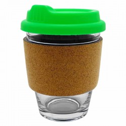 Reusable Coffee Cups - Glass - Carlo Glass Coffee Cup - Cork Band 340ml