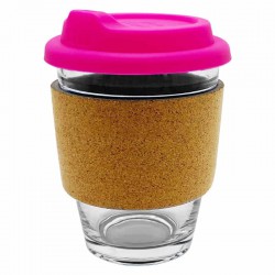 Reusable Coffee Cups - Glass - Carlo Glass Coffee Cup - Cork Band 340ml