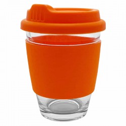 Reusable Coffee Cups - Glass - Carlo Glass Coffee Cup - Silicone Band 340ml