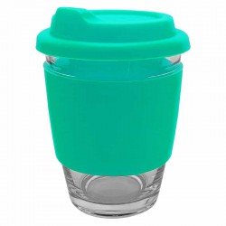 Reusable Coffee Cups - Glass - Carlo Glass Coffee Cup - Silicone Band 340ml