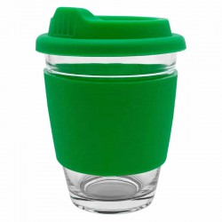 Reusable Coffee Cups - Glass - Carlo Glass Coffee Cup - Silicone Band 340ml