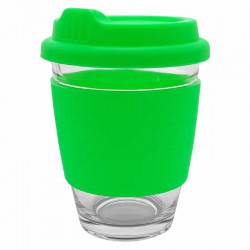 Reusable Coffee Cups - Glass - Carlo Glass Coffee Cup - Silicone Band 340ml