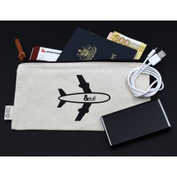 Travel & Trolley Bags - Calico Travel Pouch 12.5cm x 24.5cm