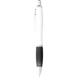 Plastic Promotional Pens - Nash Ballpoint Pen with White Barrel and Coloured Grip