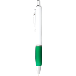 Plastic Promotional Pens - Nash Ballpoint Pen with White Barrel and Coloured Grip