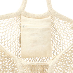 Non Woven Bags - Riviera Cotton Mesh Market Bag w/ Zippered Pouch