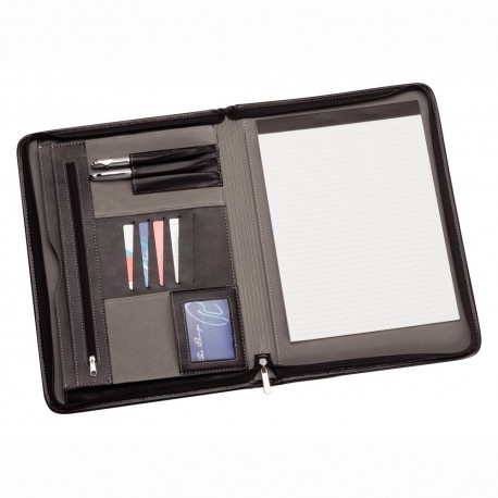 Non Leather Compendiums - Two Tone A4 Imitation Leather Zip Compendium