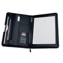 Non Leather Compendiums - The Stella A4 Zip Compendium with Calculator