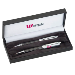 Metal Promotional Pens - Silver Top Carbon Fibre Ballpoint Pen