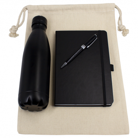 Duffle Bags & Sacks - Gift Set - Cotton Drawstring Bag, Insulated Bottle, Journal & Pen