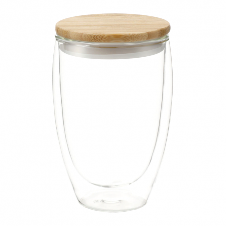 Drink Bottles - Glass - Easton Glass Cup with Bamboo lid 355ml
