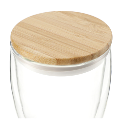 Drink Bottles - Glass - Easton Glass Cup with Bamboo lid 355ml