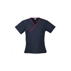 Hospitality - Ladies Contrast Crossover Scrubs Top