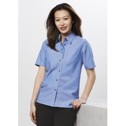 Ladies Corporate Shirts - Ladies Wrinkle Free Chambray Short Sleeve Shirt