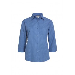 Ladies Corporate Shirts - Ladies Micro Check 3/4 Sleeve Shirt