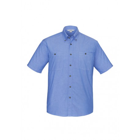 Men's Corporate Shirts - Mens Wrinkle Free Chambray Short Sleeve Shirt