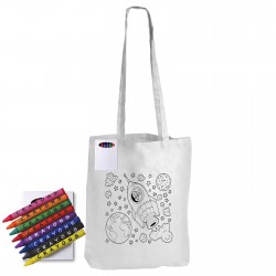 Tote & Calico Bags - Colouring Long Handle Cotton Bag & Crayons