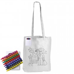 Tote & Calico Bags - Colouring Long Handle Cotton Bag & Crayons