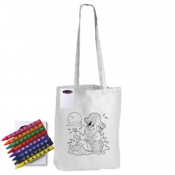 Tote & Calico Bags - Colouring Long Handle Cotton Bag & Crayons