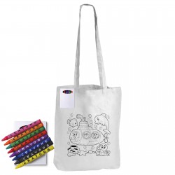 Tote & Calico Bags - Colouring Long Handle Cotton Bag & Crayons
