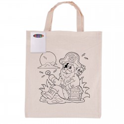 Cotton & Calico Tote Bags - Colouring Short Handle Calico Bag & Crayons