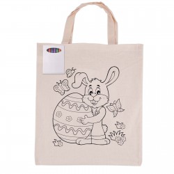 Cotton & Calico Tote Bags - Colouring Short Handle Calico Bag & Crayons
