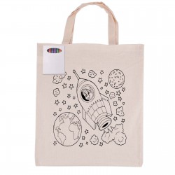 Cotton & Calico Tote Bags - Colouring Short Handle Calico Bag & Crayons