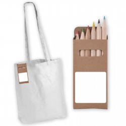 Tote & Calico Bags - Colouring Long Handle Cotton Bag & Pencils