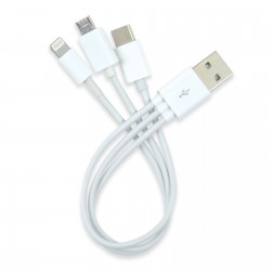 USB Hubs & Cables - 3 in 1 Combo USB Cable - Micro, 8 Pin, Type C