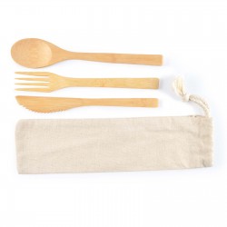 Homeware Products - Miso Bamboo Cutlery Set in Calico Pouch