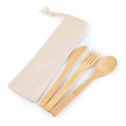 Homeware Products - Miso Bamboo Cutlery Set in Calico Pouch