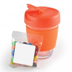 Reusable Coffee Cups - Glass - Vienna Coffee Cup with M&Ms