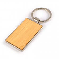 Metal Keyrings - Rectangle Bamboo Zinc Keytag