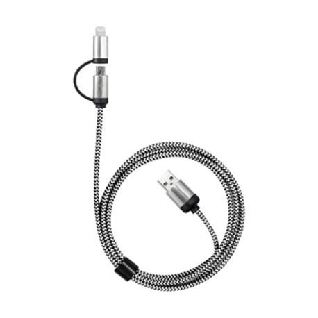 USB Hubs & Cables - Milano 2n1 Fabric Charge & Data Cable