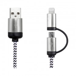 USB Hubs & Cables - Milano 2n1 Fabric Charge & Data Cable