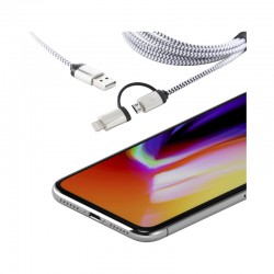 USB Hubs & Cables - Milano 2n1 Fabric Charge & Data Cable