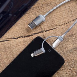 USB Hubs & Cables - Milano 2n1 Fabric Charge & Data Cable
