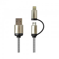 USB Hubs & Cables - Milano 2n1 Fabric Charge & Data Cable